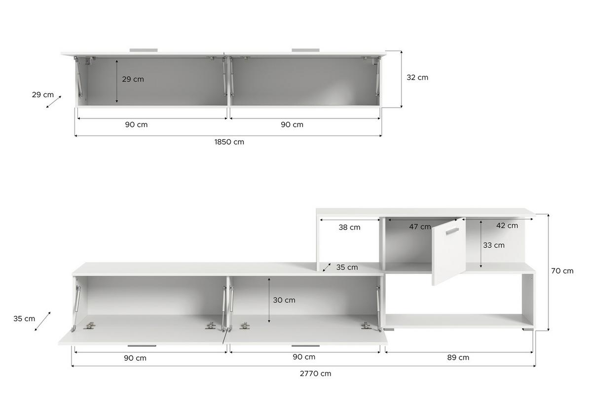 Szekrénysor Chepo - fehér, Design, faalapú anyag (277/102/35cm) - MID.YOU