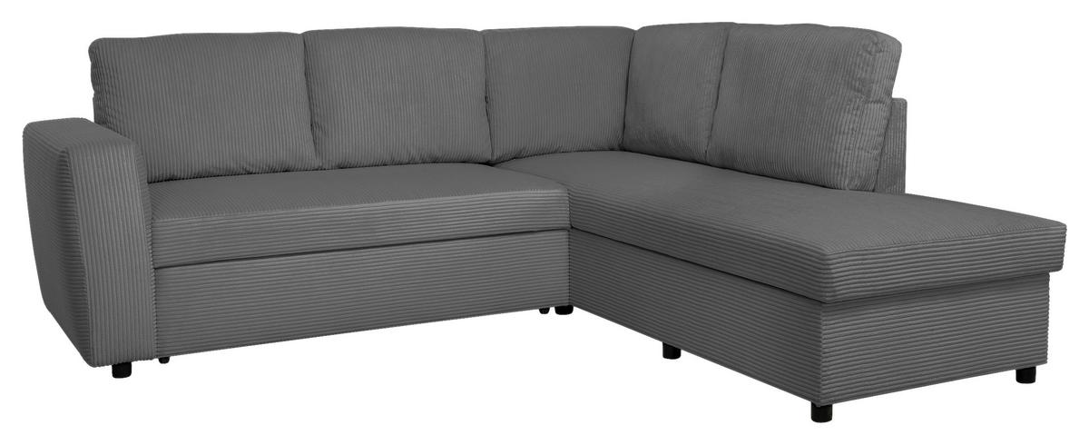 Ecksofa mit Schlaffunktion Toulouse anthrazit, 224x206cm - Anthrazit/Schwarz, Trend, Holz/Holzwerkstoff (224/206cm)