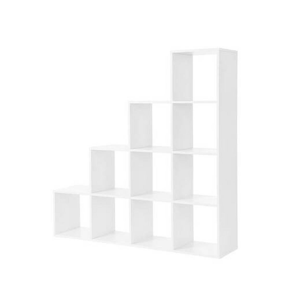 Regal Mit 10 Würfel B: 130 cm, Weiß - Weiß, Basics, Holzwerkstoff (129,5/129,5/29cm) - Boxxx