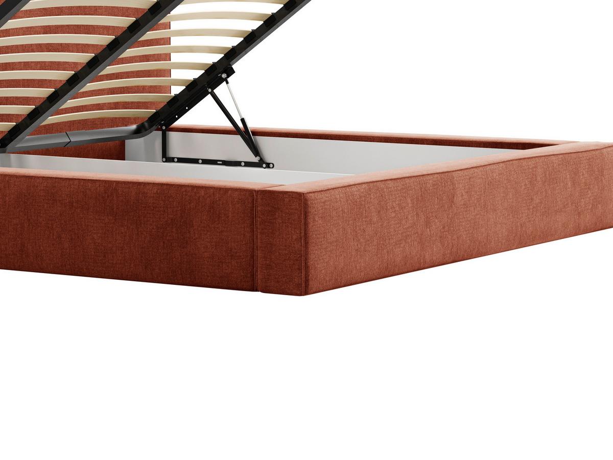 Polsterbett Jasmine mit Bettkasten 140x200 - Terracotta/Schwarz, MODERN, Holz (140/200cm) - Livetastic