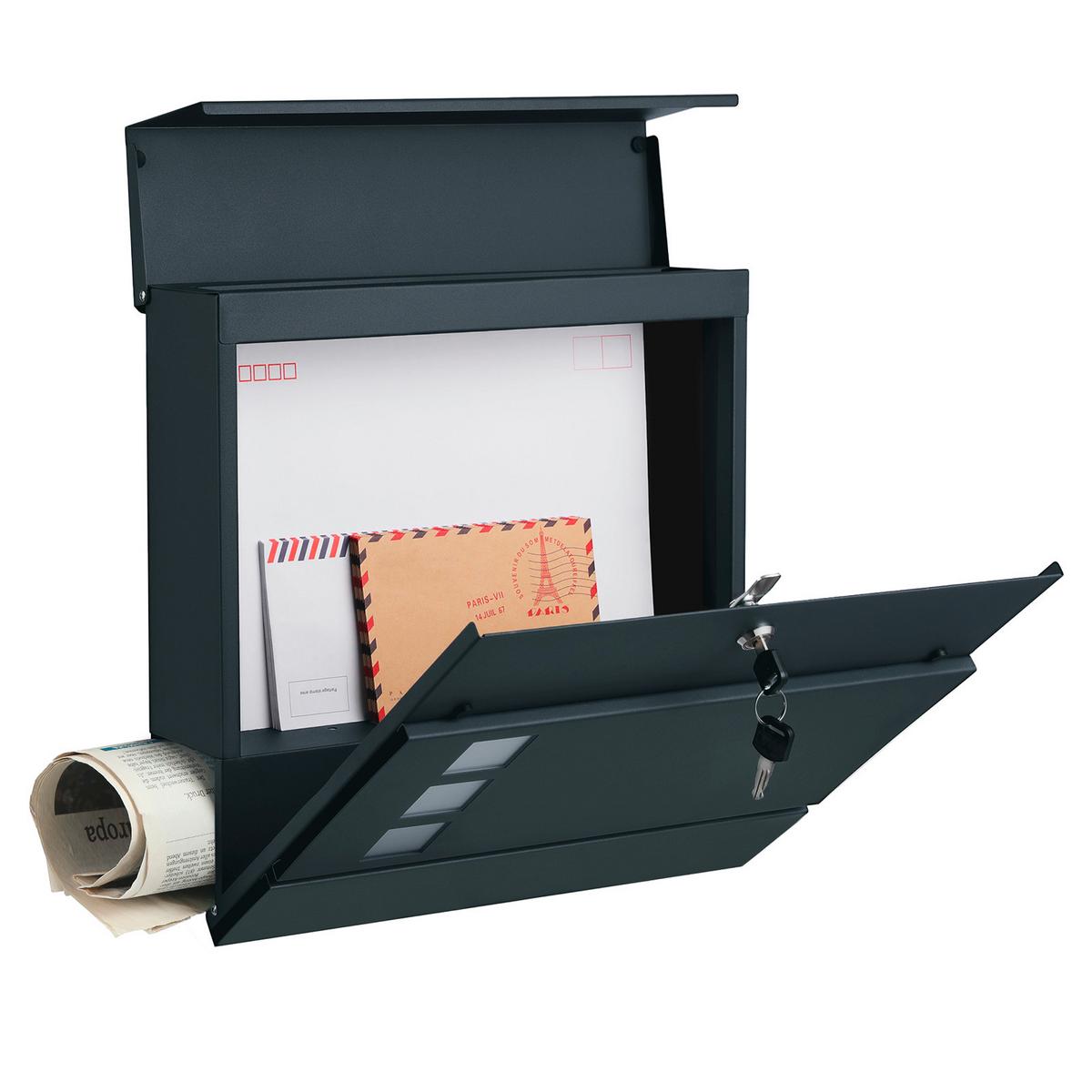 Briefkasten Dunkelgrau B: 37 cm - Dunkelgrau, Basics, Kunststoff/Metall (37/37/10.5cm)