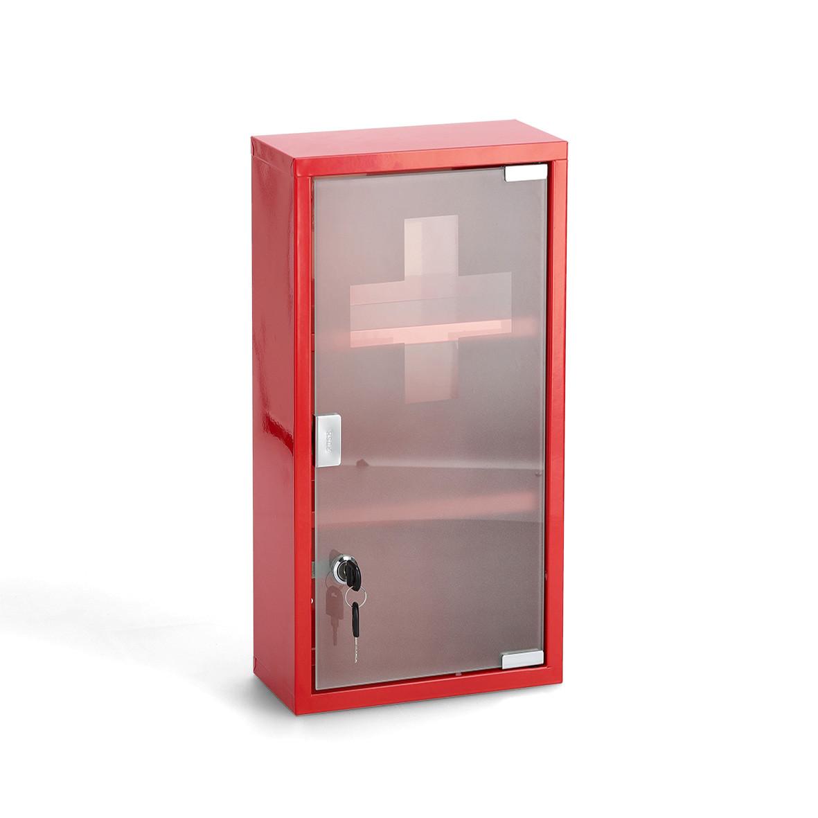 Medizinschrank Rot B: 25 Cm - Rot, Basics, Glas/Metall (25/45/12cm) - Zeller Present