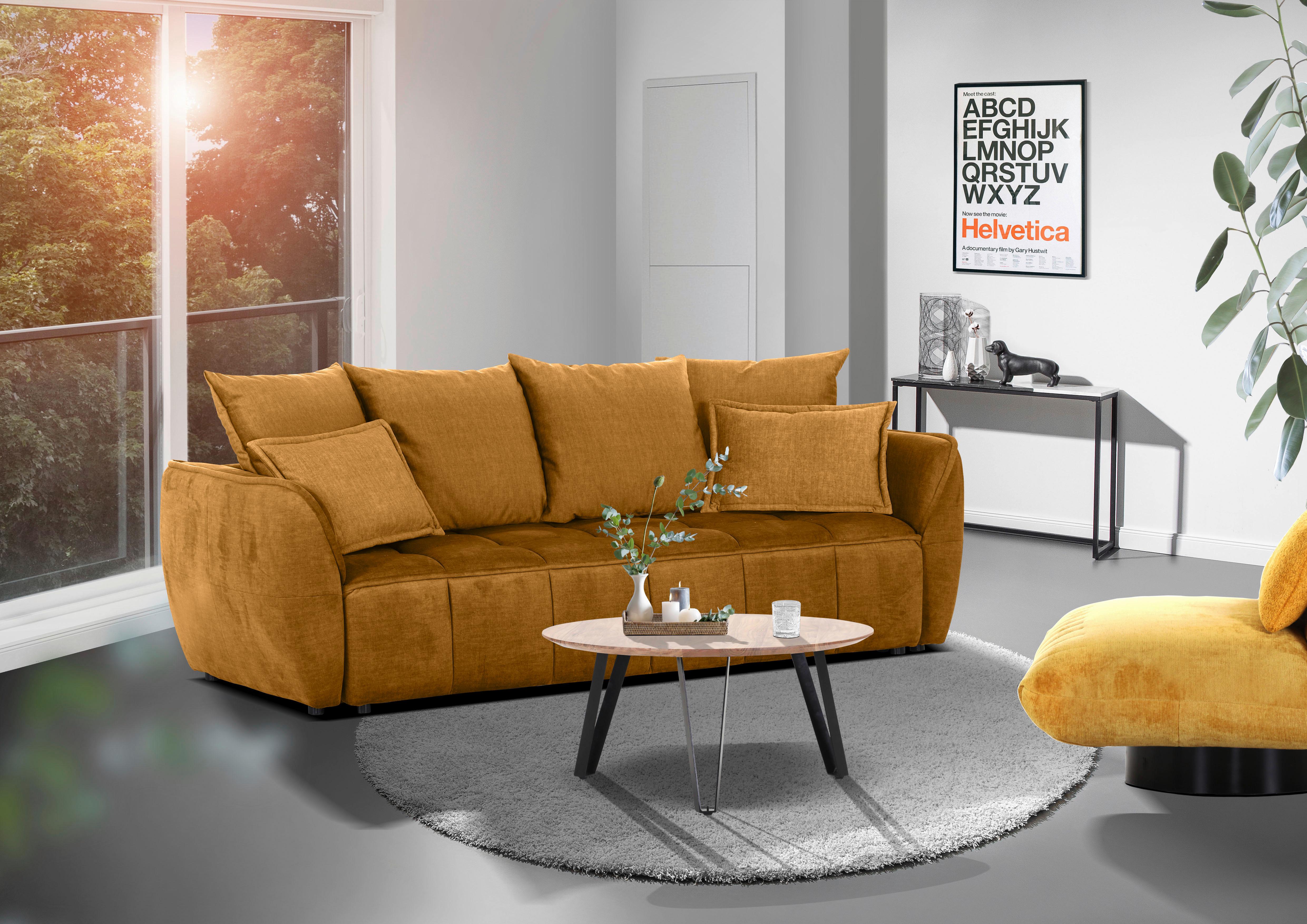 Schlafsofa Meyford - Senfgelb/Schwarz, KONVENTIONELL, Textil (250/70/118cm) - MID.YOU