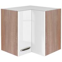 Rohová horní skříňka VENEZIA - VALERO bílá 60cm - Sonoma dub/vysoce lesklá bílá, Moderní, kov/kompozitní dřevo (60/54/60cm) - FlexWell