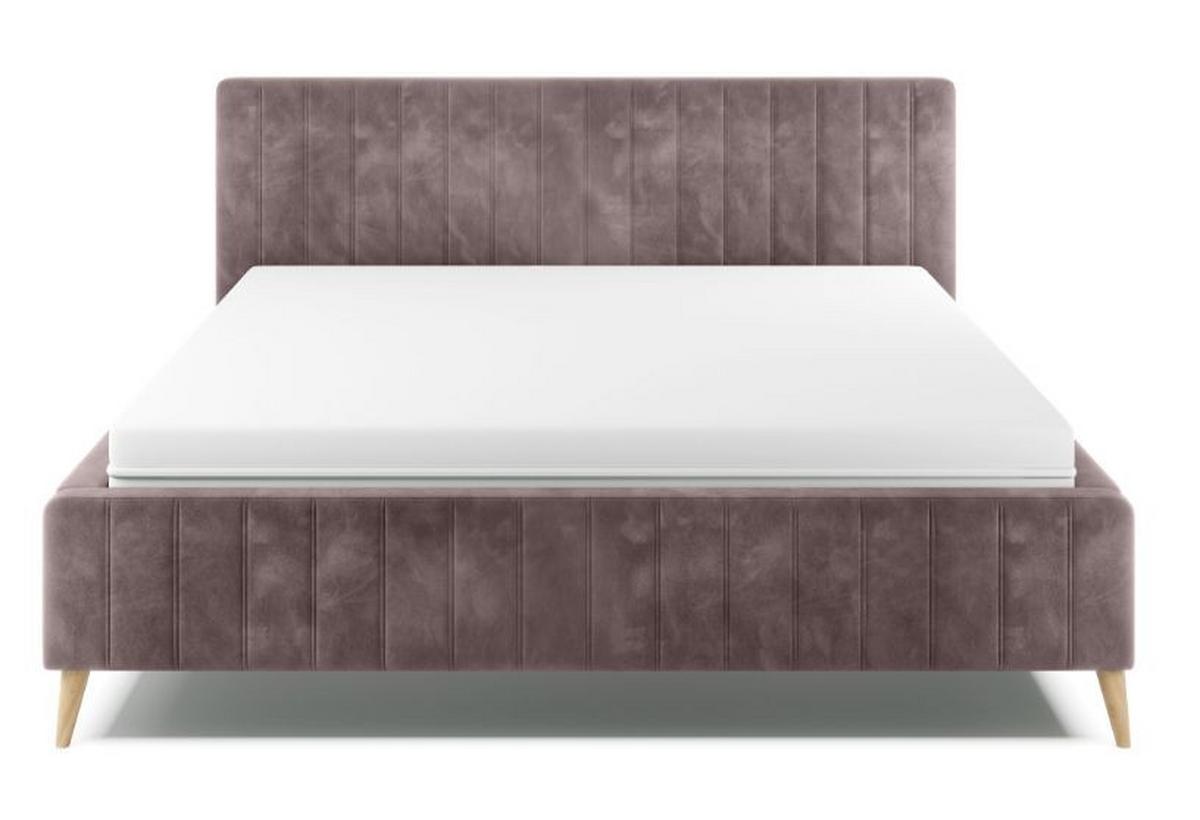 Posteľ s roštom Tamina 160x200, fialová - lila/prírodná farba, Design, drevo/textil (160/200cm)
