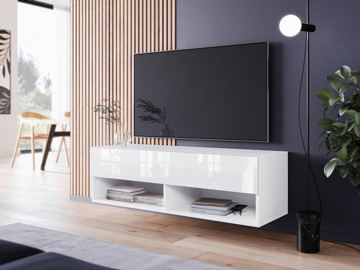 Tv-lowboard B: 100 Cm Weiß Hochglanz - Weiß Hochglanz/Weiß, LIFESTYLE, Holzwerkstoff (100/30/31cm) - P & B