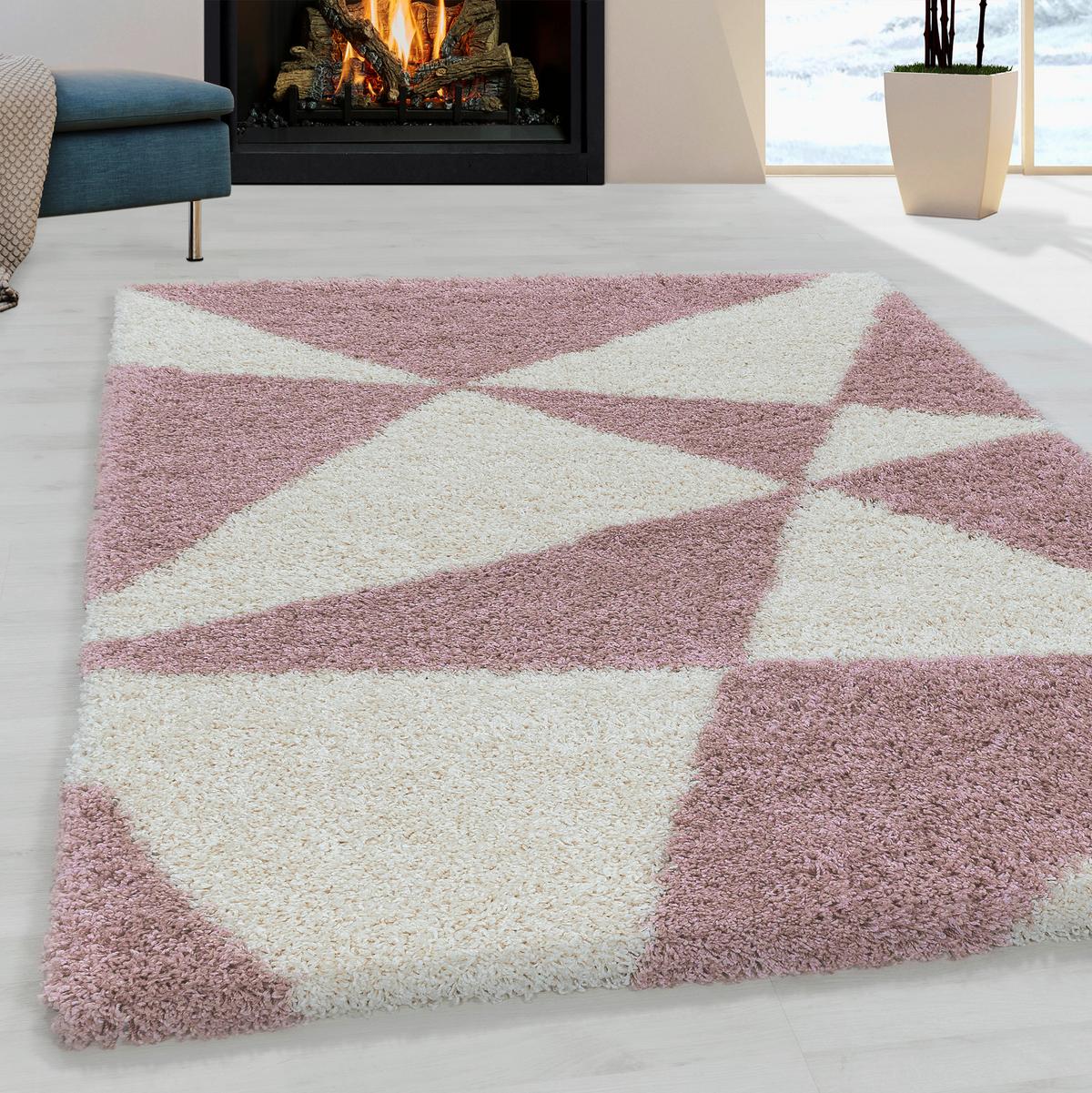 Hochflor Teppich Rosa Naturfaser Tango 280x370 Cm - Rosa, Design, Textil (280/370cm)