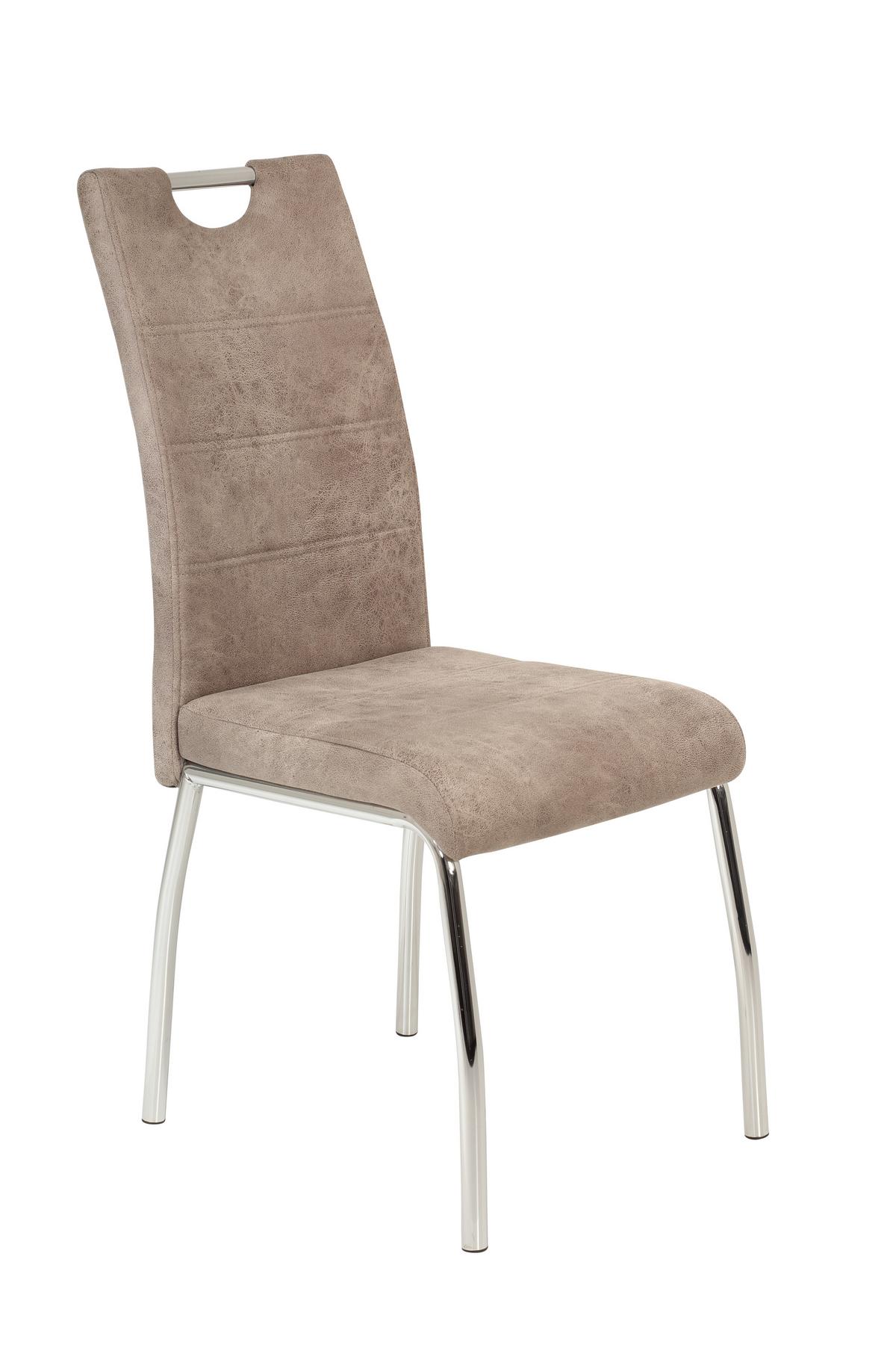 STOLIČKA SUSI II - chrómová/béžová, Modern, kov/textil (44/98/61cm)