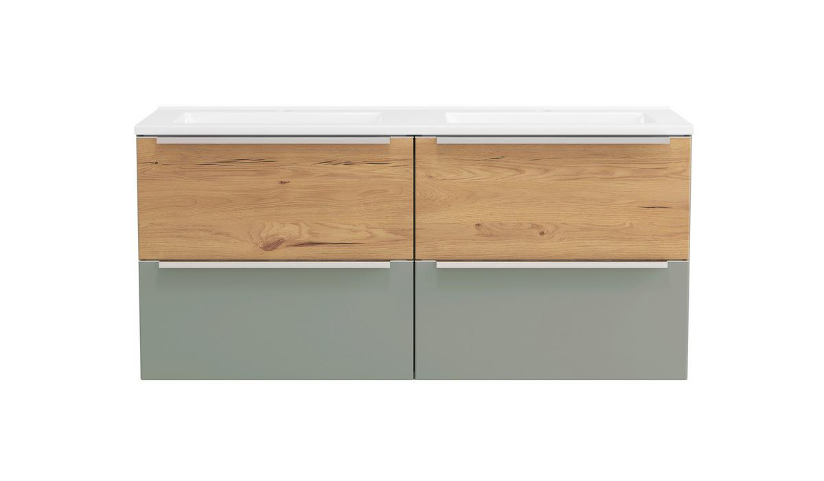 WASCHTISCHKOMBI Schilfgrün/Wildeiche B: 120cm - Schilfgrün/Wildeiche, Trend, Holzwerkstoff/Stein (120/54/47cm) - Held