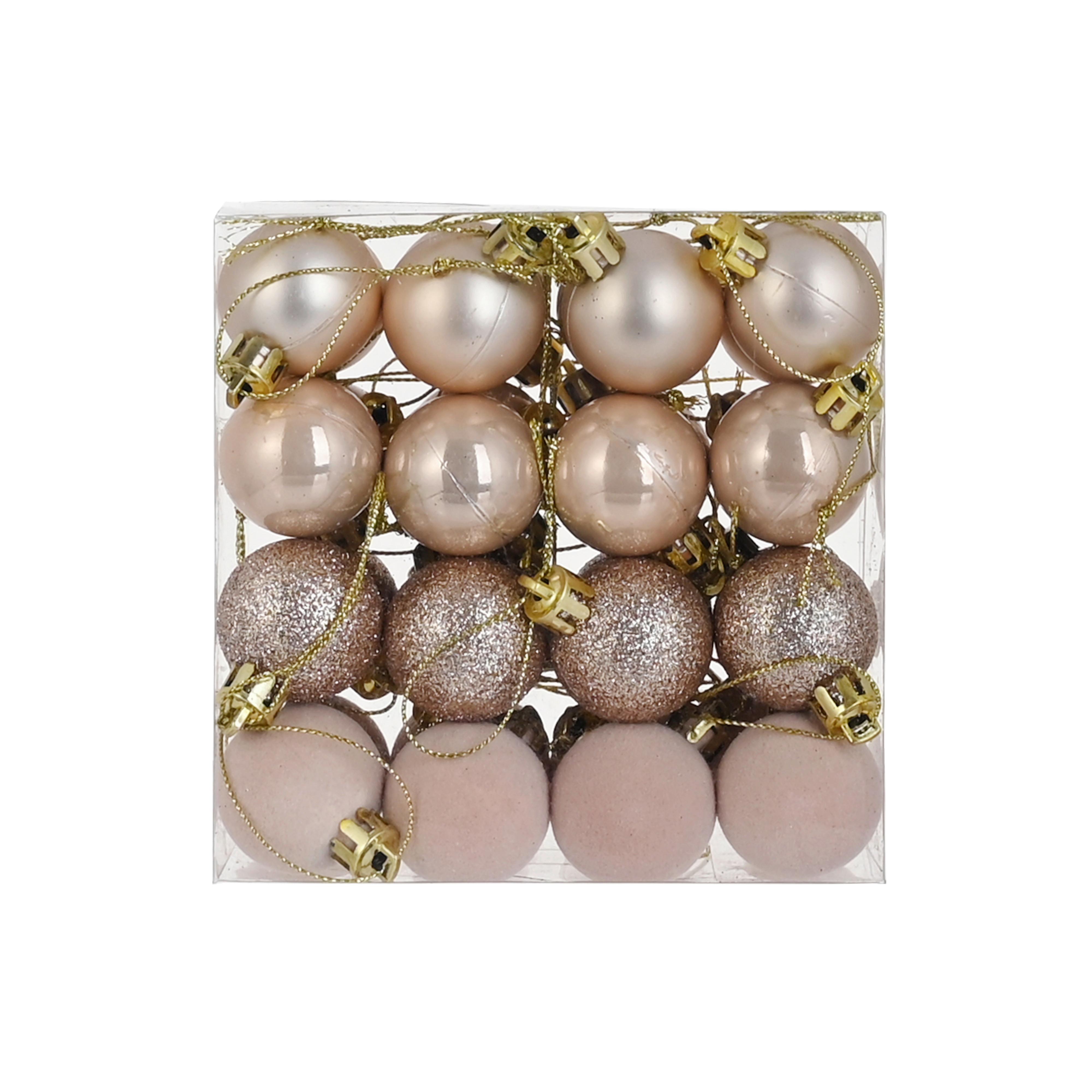 Baňka na vánoční stromeček 32 ks - šampaňská, Konvenční, plast (3cm) - Mömax