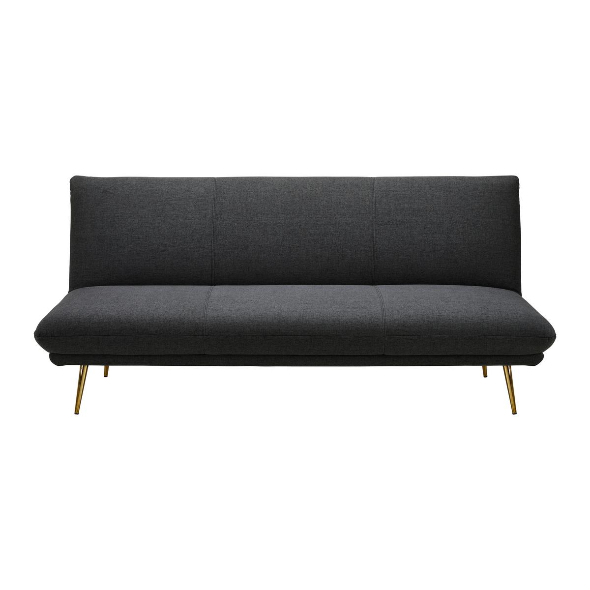 Rozkládací pohovka BEN tmavě šedá - tmavě šedá/barvy zlata, Moderní, kov/dřevo (186/82/85cm) - Bessagi Home