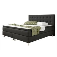 Boxspringbett Mit Topper 180x200 Köln - Silberfarben/Schwarz, KONVENTIONELL, Textil (180/115/210cm) - MID.YOU