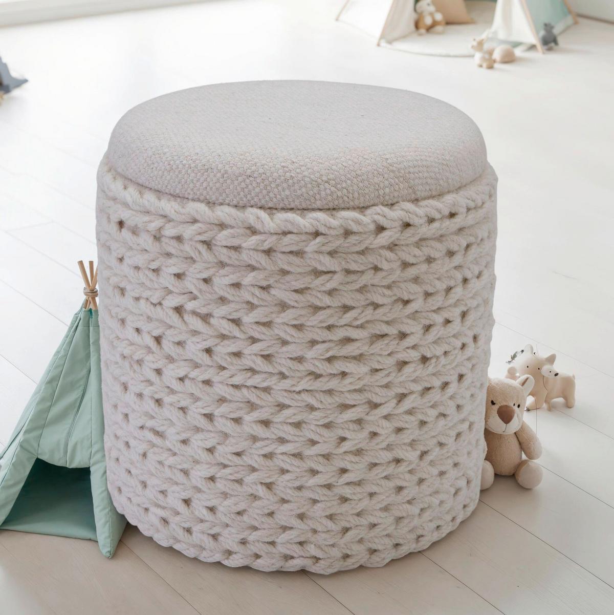 Hocker Creme B: 40cm - Creme, Basics, Textil (40/45/40cm) - Livetastic