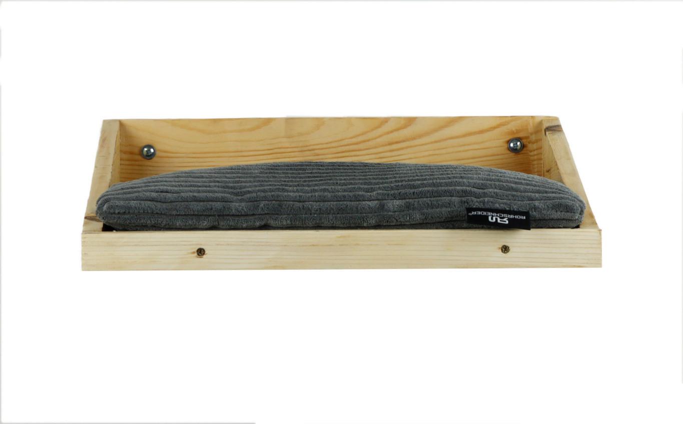 Katzen-Hängesessel Mulde Natur Bezug: Dunkelgrau, L: 40 cm - Dunkelgrau/Kieferfarben, Basics, Holz/Textil (40/28/15cm)
