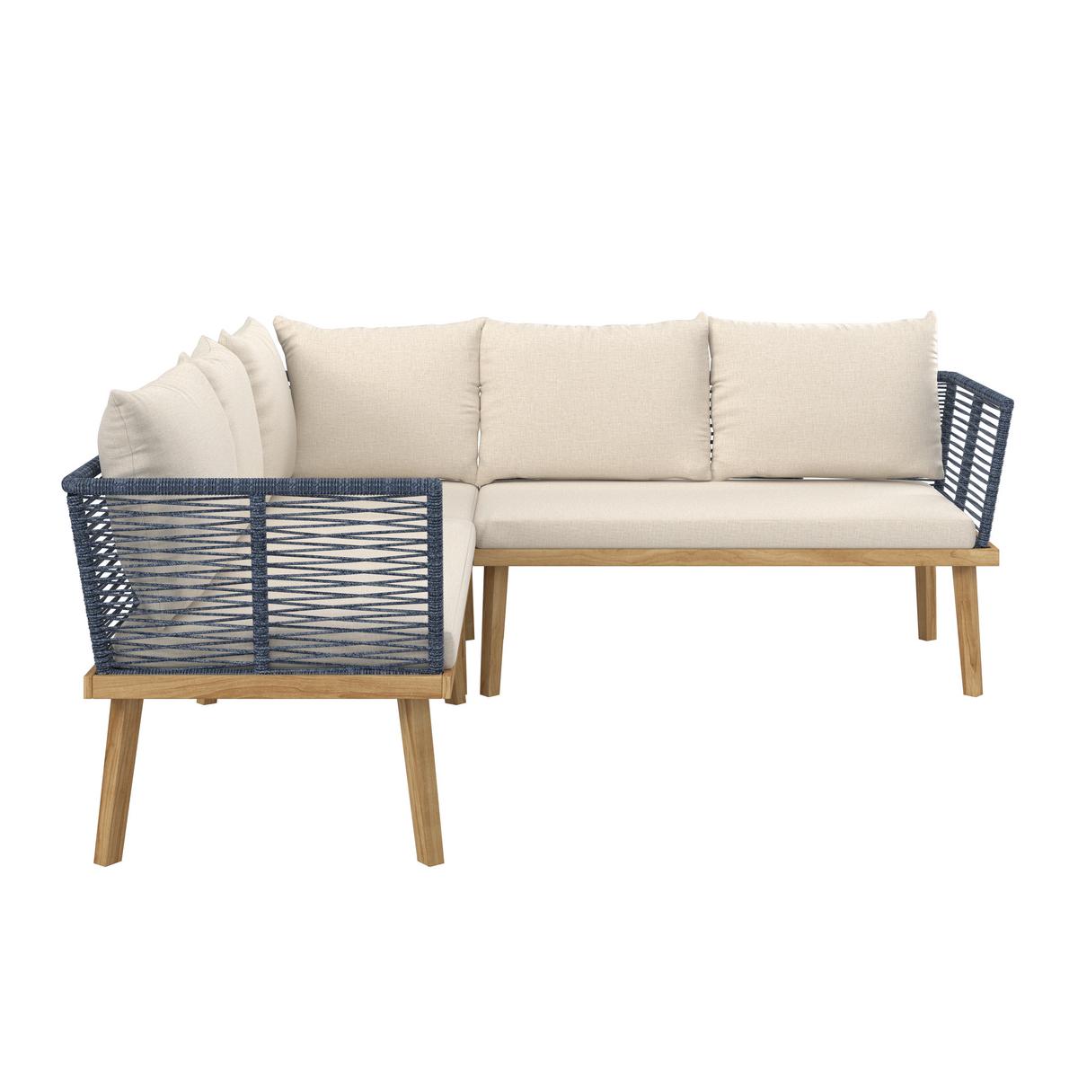 JEDÁLENSKÁ TERASOVÁ SÚPRAVA JULINA - farba akácie/krémová, Modern, kov/drevo (205/76/72cm) - Bessagi Garden