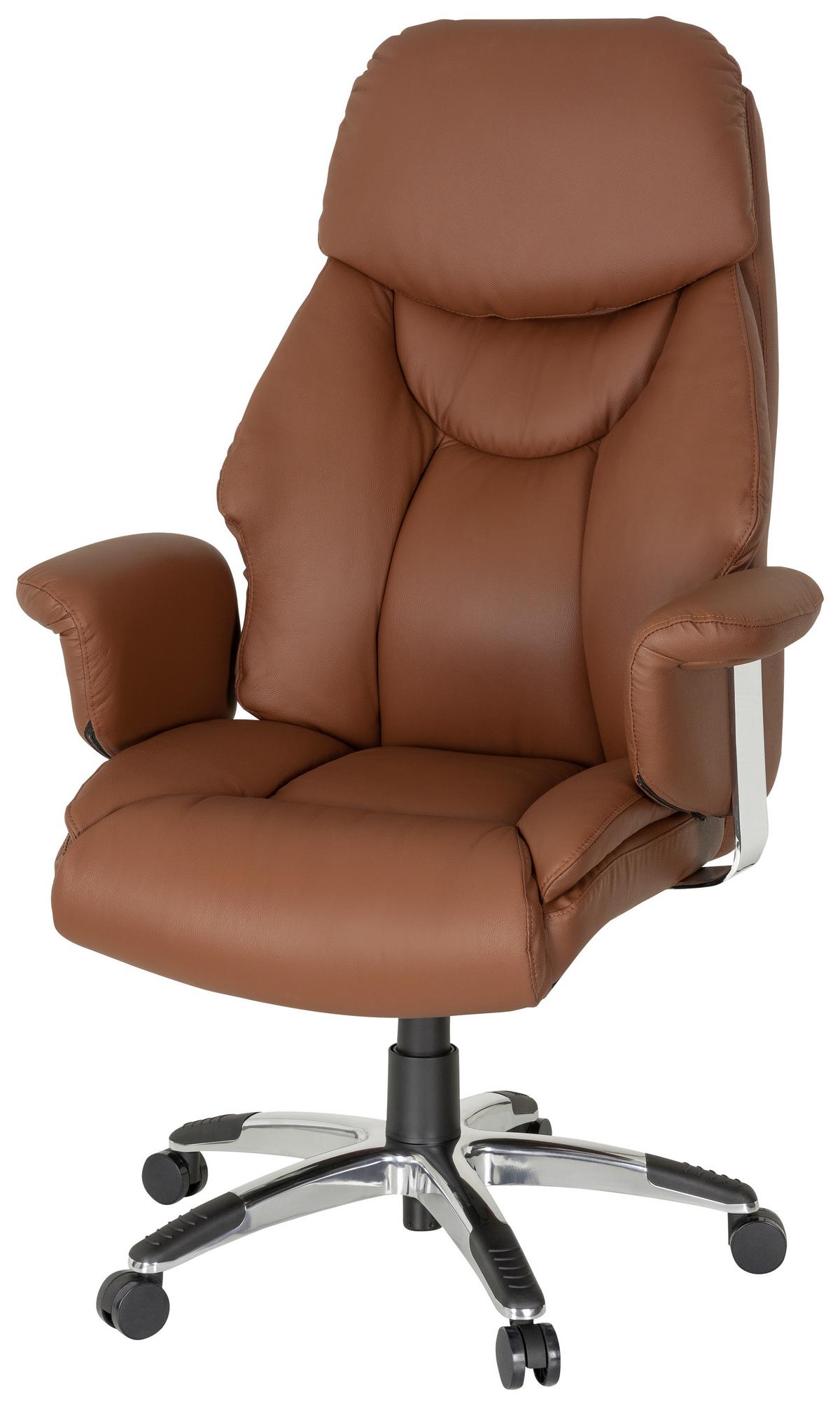 Chefsessel Prado Braun - Chromfarben/Braun, MODERN, Leder/Kunststoff (63/140/52cm) - MID.YOU