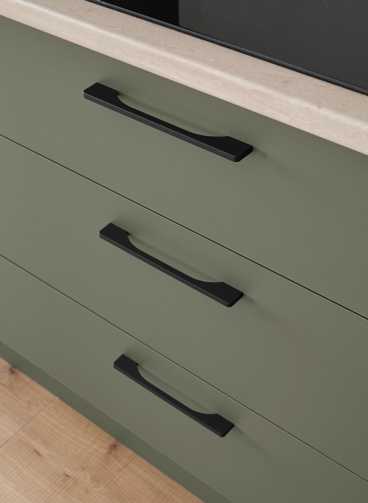 Kuchyňský blok bez spotřebičů MINT - černá/zelená, Design, kov/kompozitní dřevo (260cm) - MID.YOU