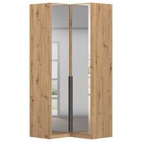 Eckkleiderschrank Alabama Eiche Dekor B: 100 cm - Dunkelgrau/Silberfarben, MODERN, Glas/Holzwerkstoff (100/229/102cm) - Rauch Möbel