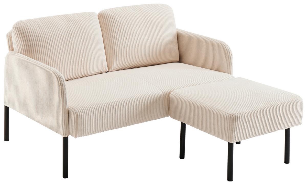 Dvoumístná pohovka MIAMI, béžový manšestr - černá/béžová, Moderní, kov/dřevo (120/73,5/77cm) - Based