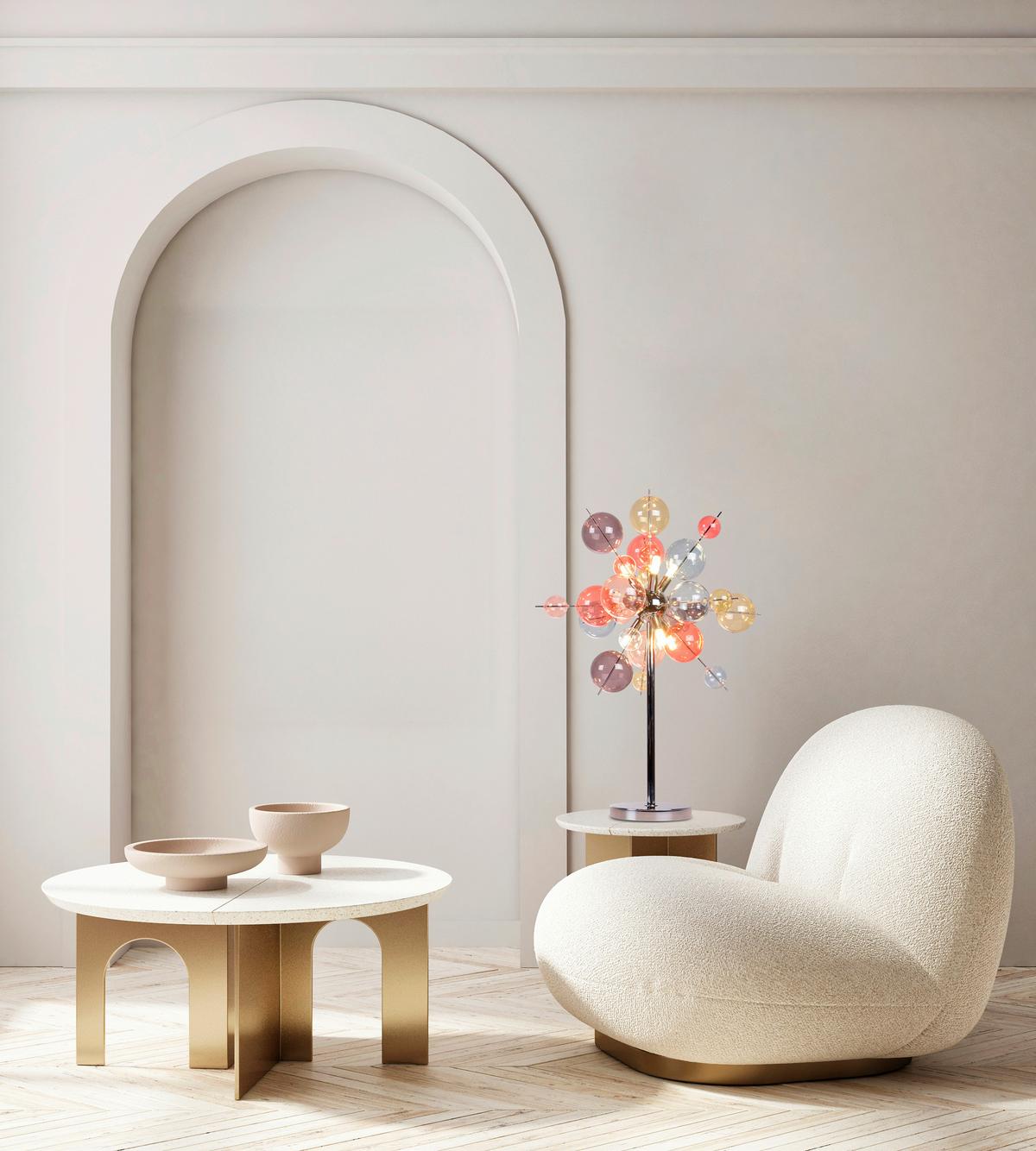 TISCHLEUCHTE Farbglas, Chrom - Chromfarben/Multicolor, Design, Glas/Metall (51/73cm) - Näve