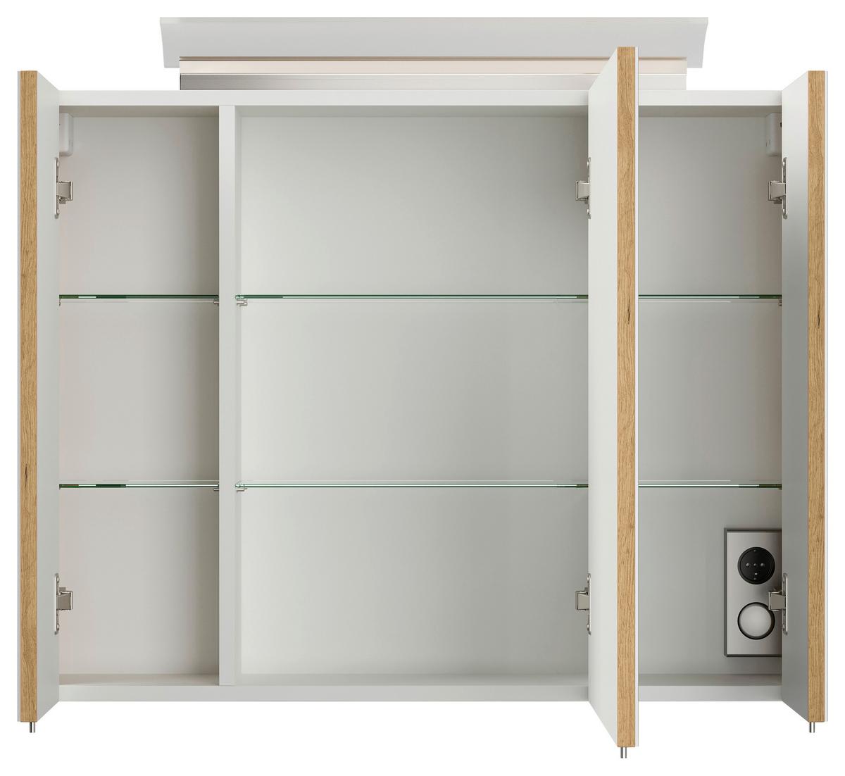Spiegelschrank Eiche Dekor B: 80 Cm - Eichefarben, MODERN, Glas/Holzwerkstoff (80/62/17cm) - MID.YOU