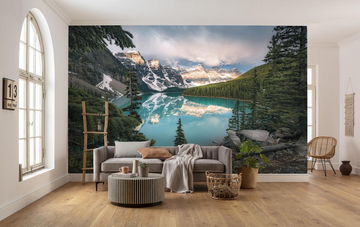 Fototapete Magic Moraine Morning - Multicolor, Trend, Textil (450/280cm)