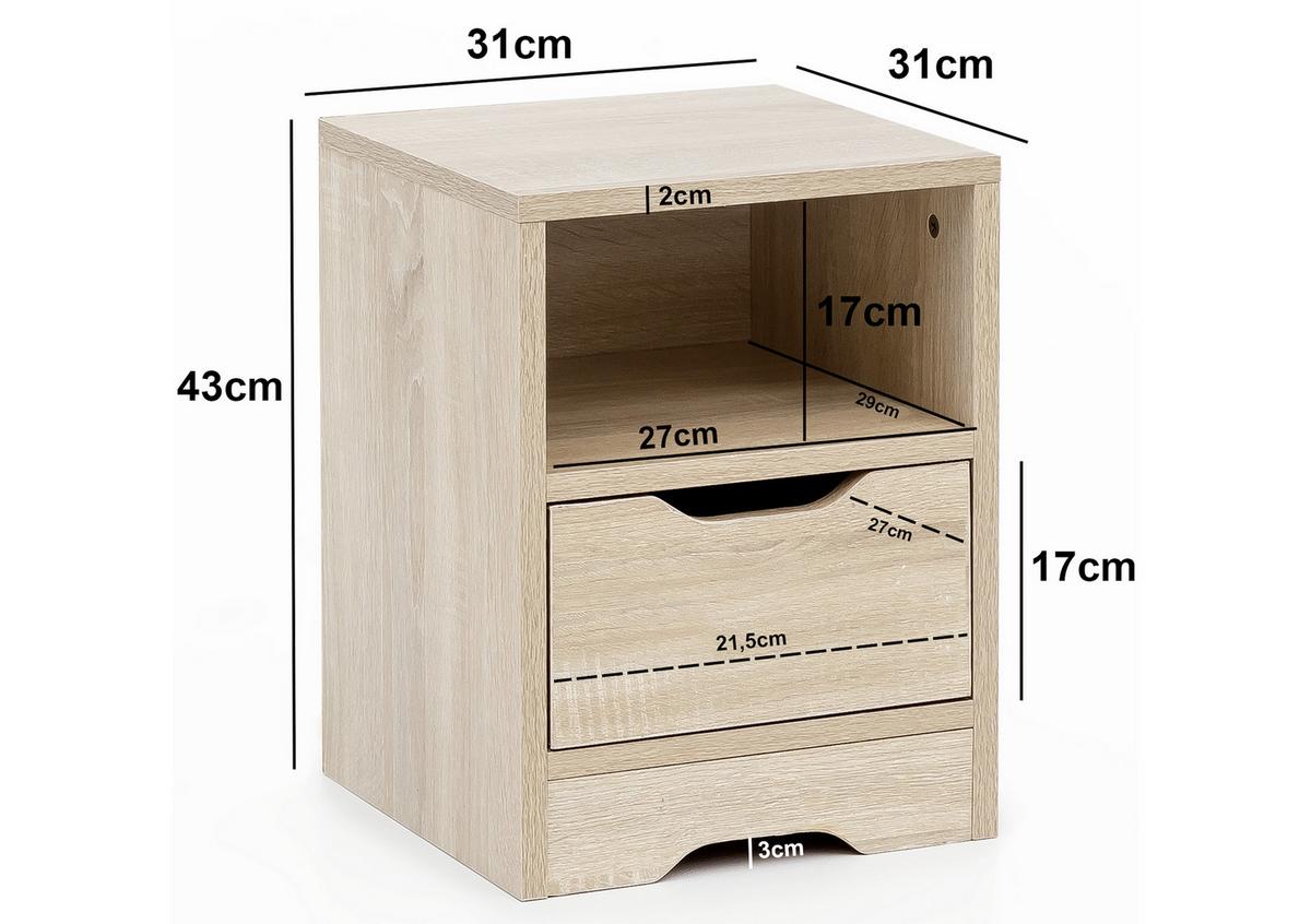 Nočný stolík sonoma dub - farba duba, Modern, kompozitné drevo (31/43/31cm) - MID.YOU