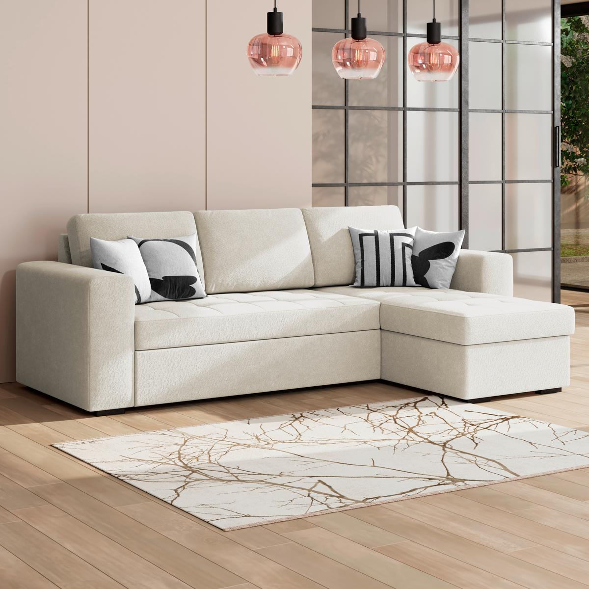 Ecksofa Jan Creme S: 247x155 Cm - Creme, Trend, Textil (247/155cm)