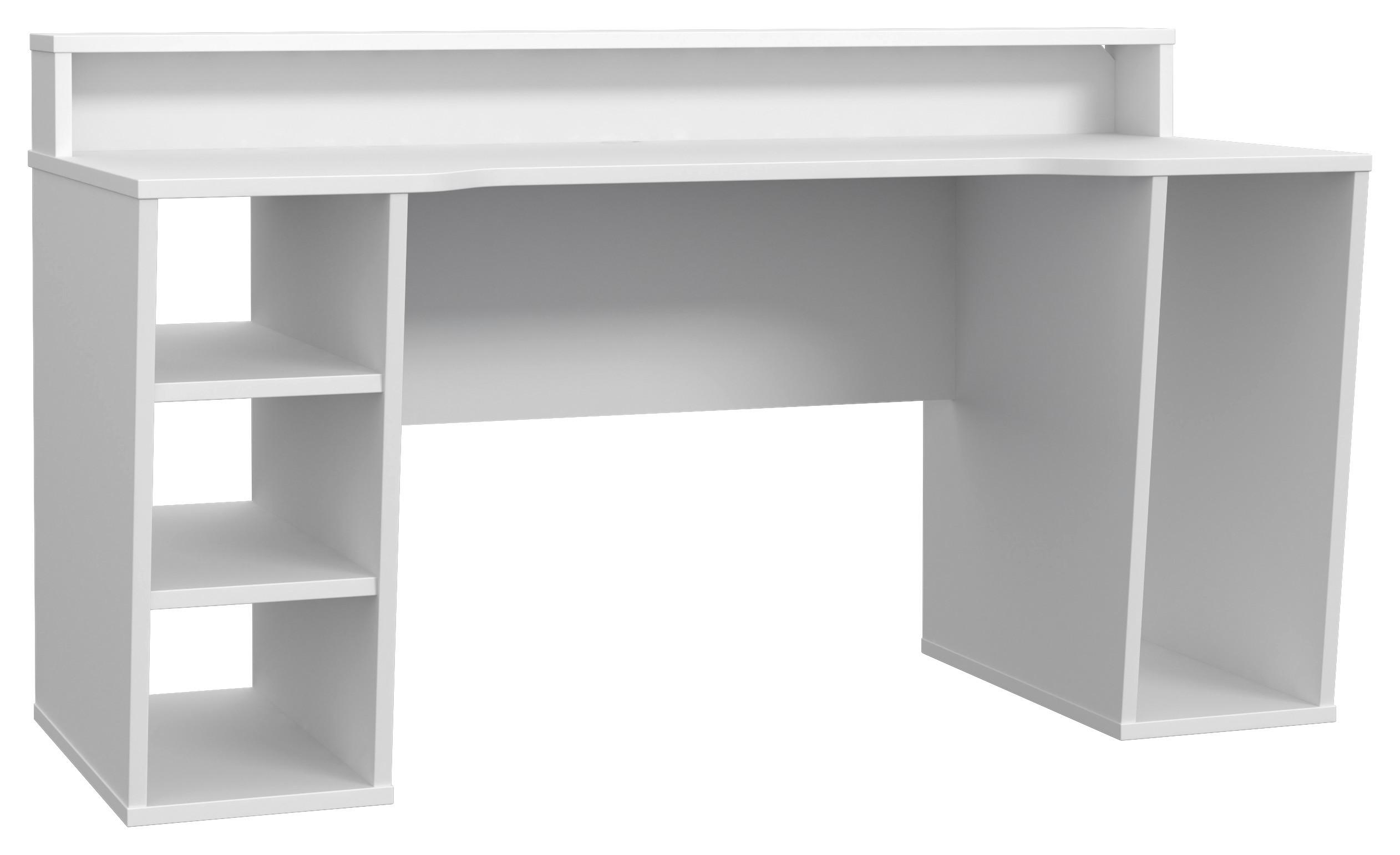 Gaming Tisch mit Stauraum und Aufsatz B 160cm H 91cm Tezaur - Weiß, MODERN, Holzwerkstoff/Kunststoff (160/72/91cm) - MID.YOU