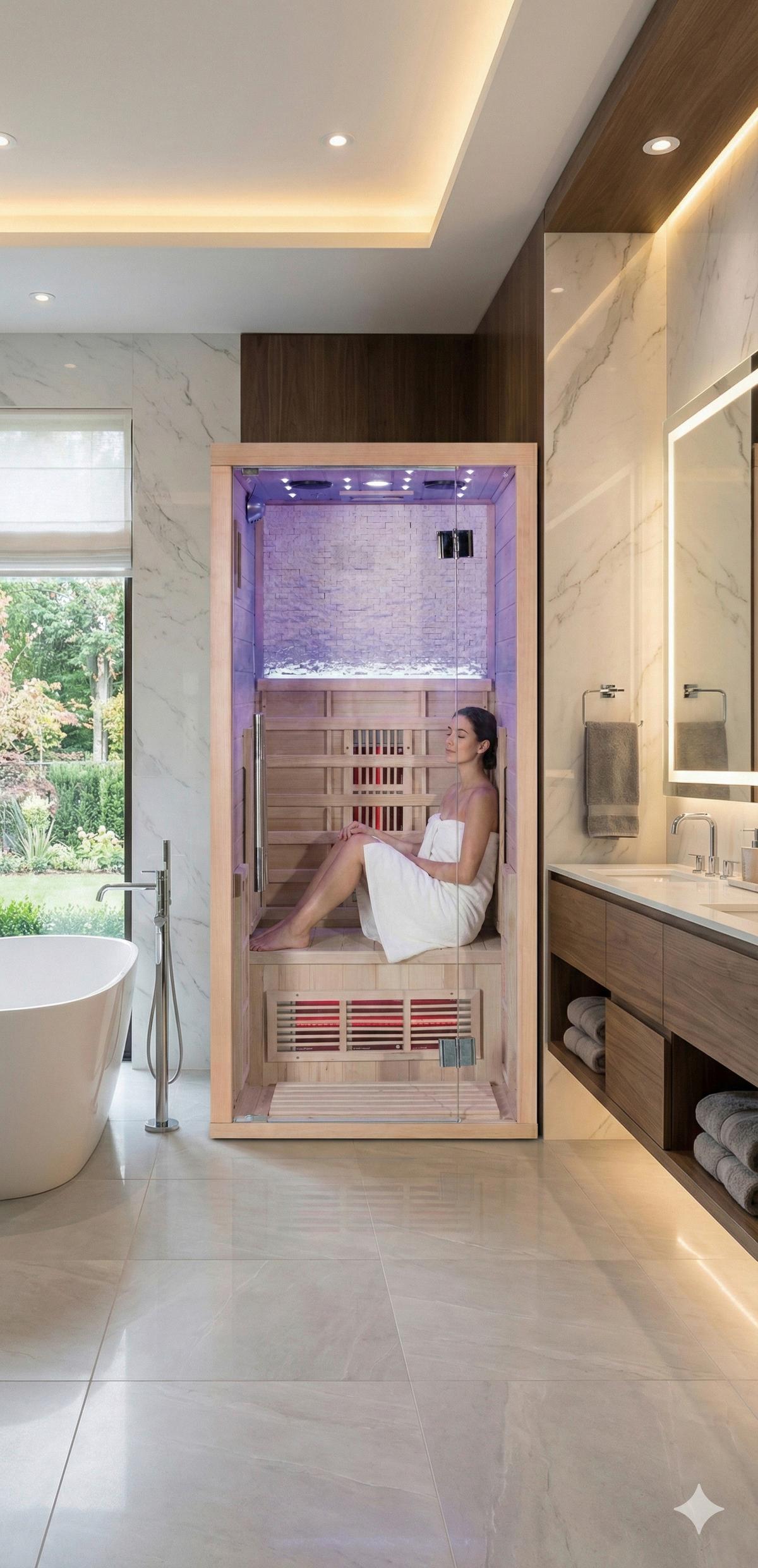 Infrarotkabine 1 Person 90x200x90 cm Stockholm - Naturfarben, MODERN, Holz (90/200/90cm)