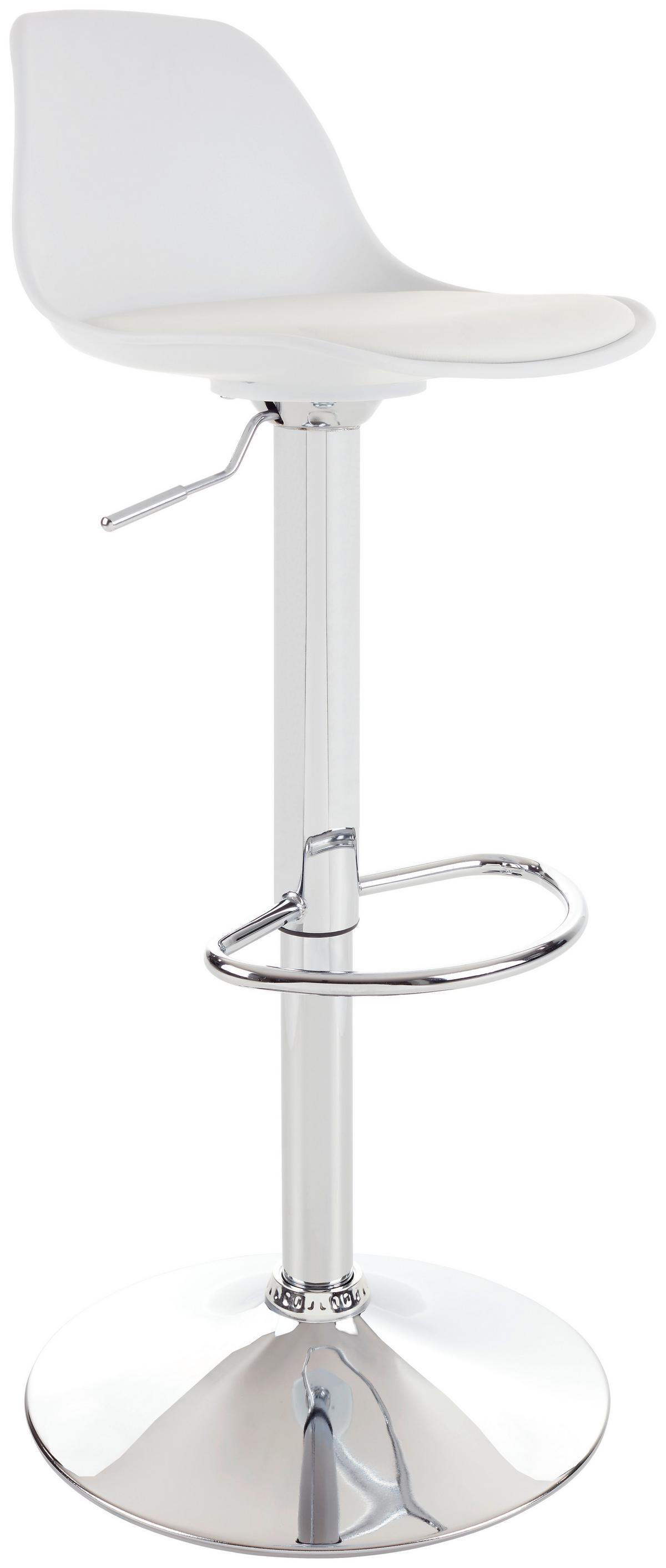 Barhocker-2er Set Scandi höhenverstellbar mit Lehne - Chromfarben/Weiß, MODERN, Kunststoff/Textil (41,5/84-104/37,5cm) - MID.YOU