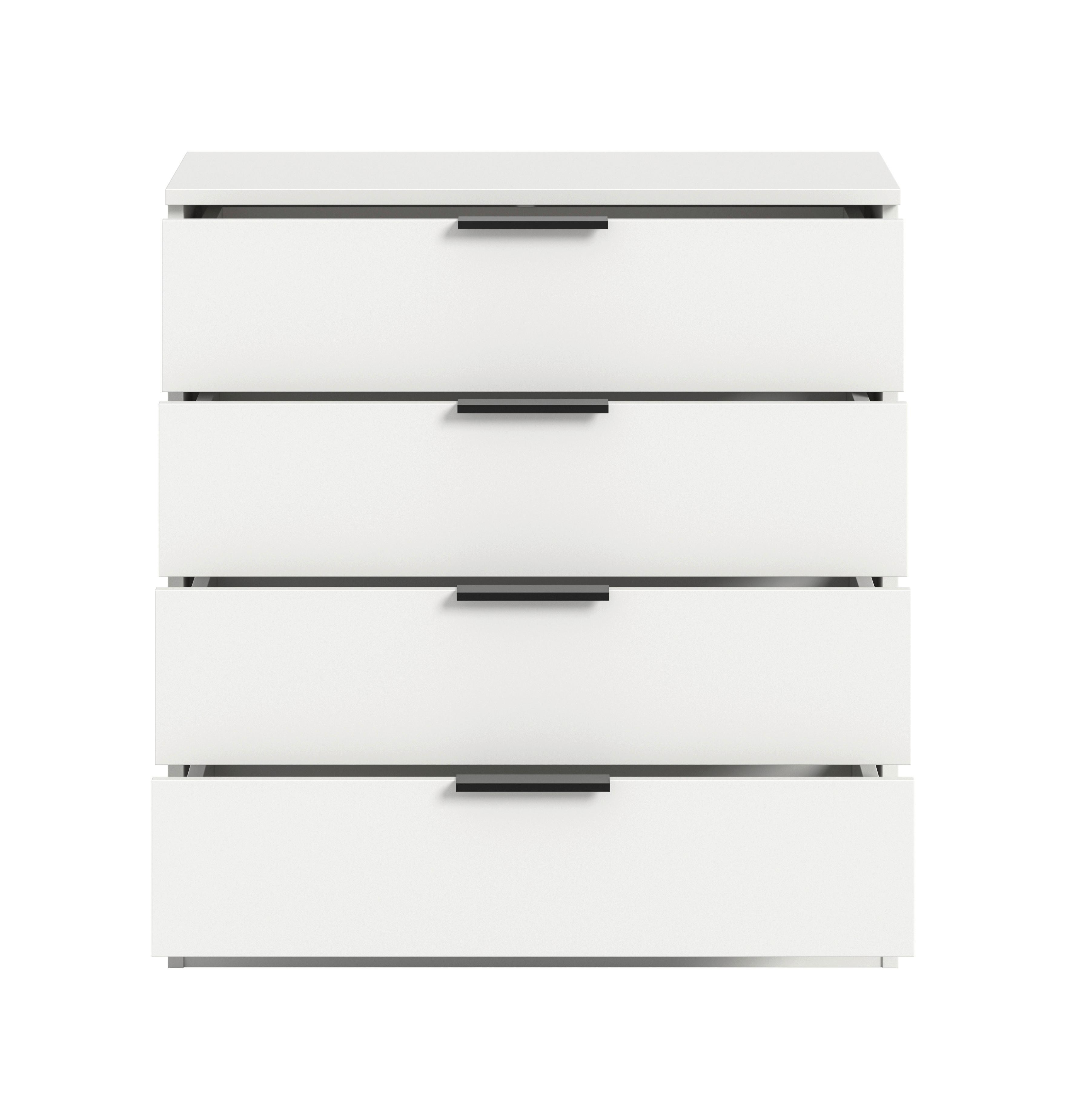 Kommode Kopenhagen, Weiß B: 74 Cm - Schwarz/Weiß, Design, Holzwerkstoff (74/80/35cm) - Livetastic