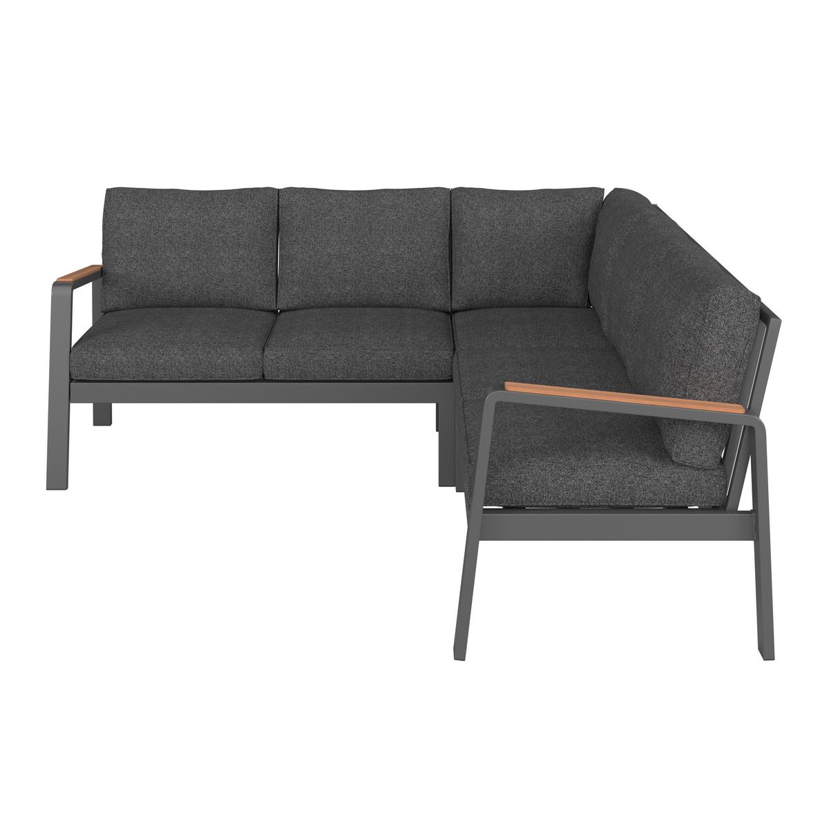 Loungegarnitur 4-Tlg Sorrent Metall/Textil/Glas mit Kissen - Anthrazit/Schwarz, MODERN, Keramik/Textil (193/193cm) - Beldano