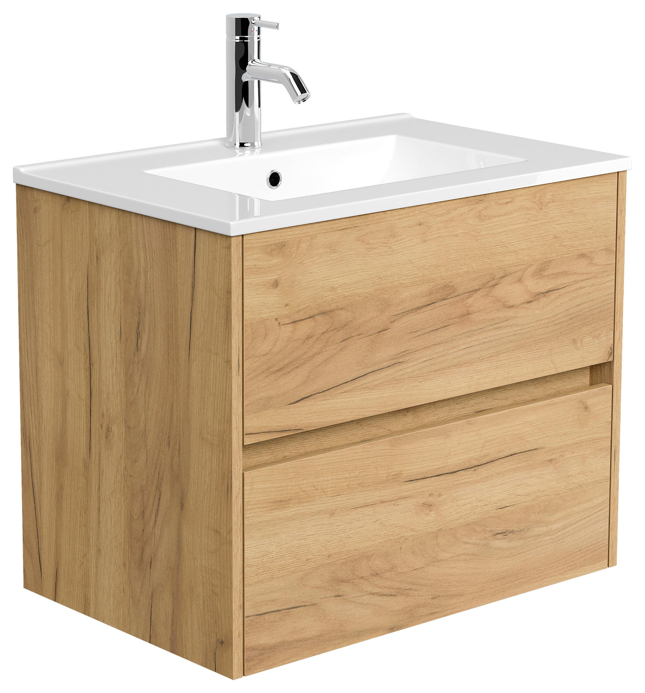 Waschtischkombi Limes Eiche Dekor B: 71 Cm - Eichefarben/Weiß, MODERN, Keramik/Holzwerkstoff (71/58,7/46,5cm) - MID.YOU