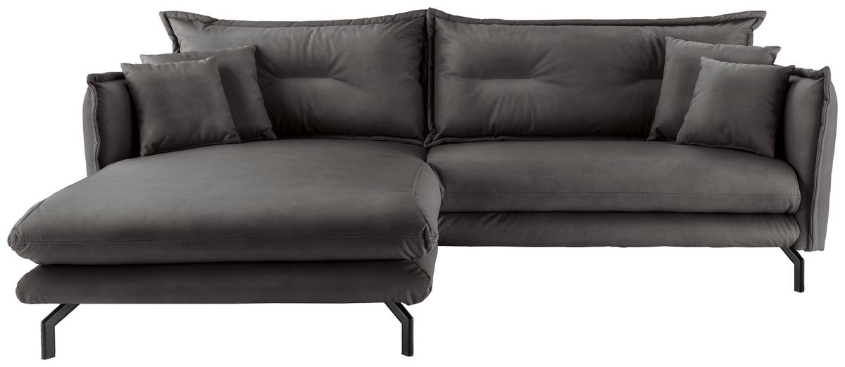 Ecksofa Lava Anthrazit S: 180x255cm - Anthrazit/Schwarz, MODERN, Textil (180/255cm) - Livetastic