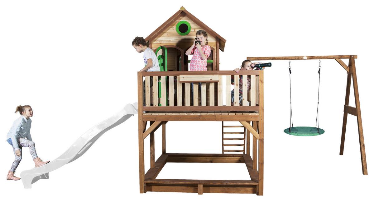 Spielturm A030.154.90 - Braun/Weiß, KONVENTIONELL, Holz (613/291/277cm) - Ambia Garden