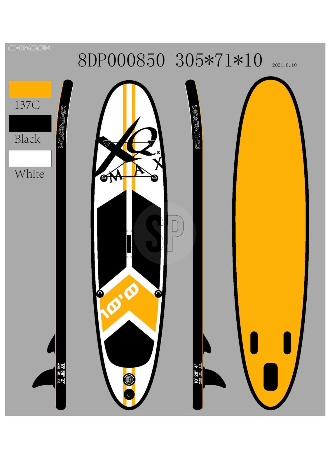 Standup Paddelboard 305x71x10 cm - Schwarz/Orange, Kunststoff (305/71/10cm) - Based