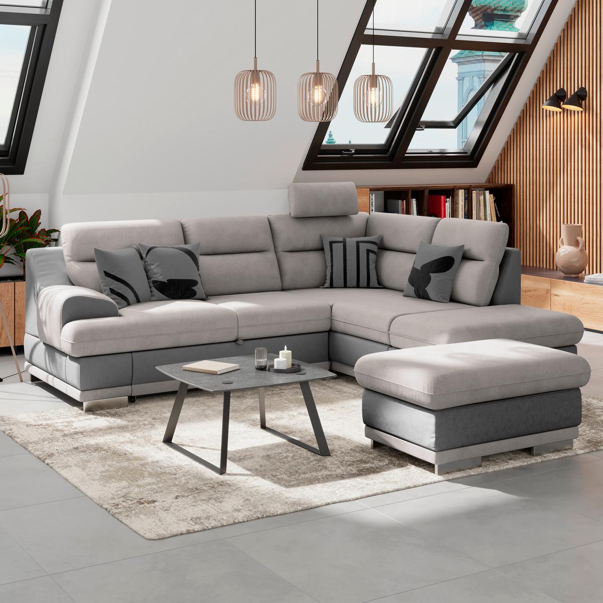 Hocker Seaside - Chromfarben/Hellgrau, KONVENTIONELL, Textil (97/47/67cm) - MID.YOU