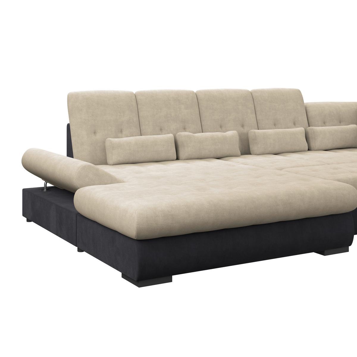 Wohnlandschaft Madera Cremefarben S: 358x212 cm - Anthrazit/Creme, KONVENTIONELL, Kunststoff/Textil (190/358/212cm)