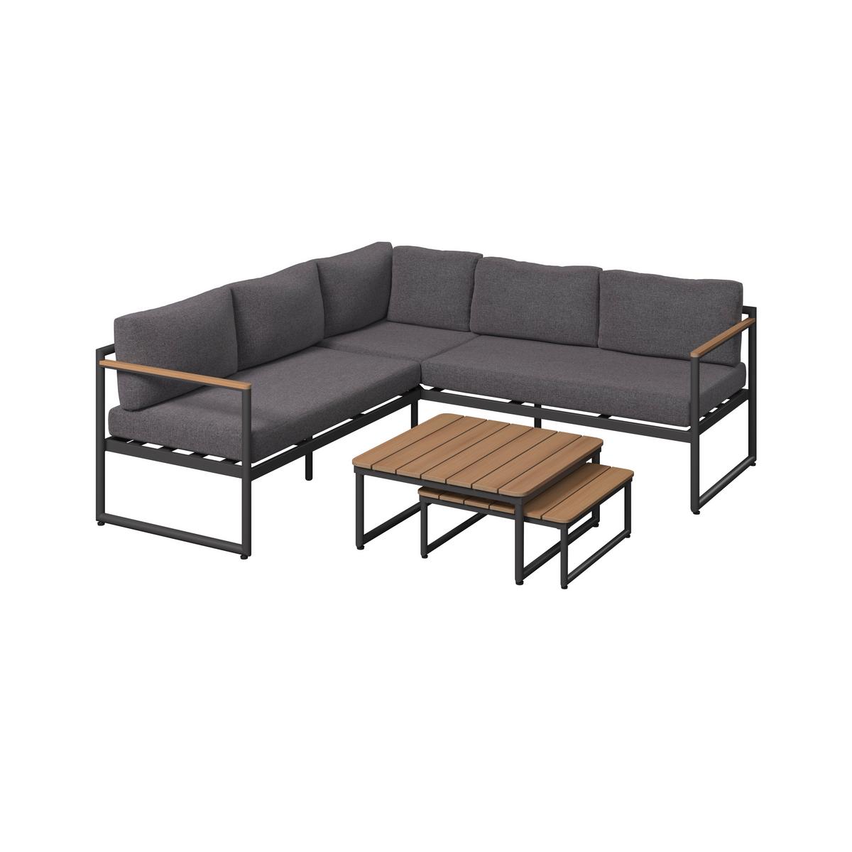 Loungegarnitur Tokio - Dunkelgrau/Naturfarben, MODERN, Kunststoff/Textil (192/192cm) - Beldano