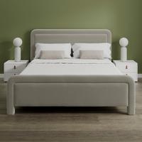 Čalouněná postel XIRELIA 160x200 cm, šedohnědá - barvy dubu/přírodní barvy, Moderní, kov/dřevo (160/200cm) - Bessagi Home