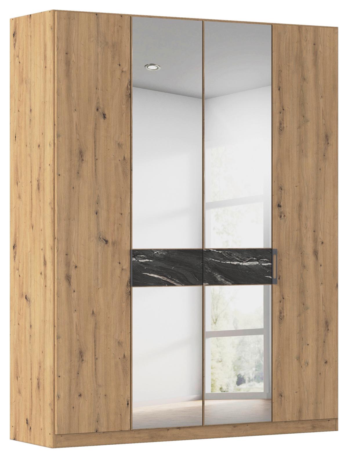 Drehtürenschrank Versitiy-d Eiche Artisan/marmoroptik 4trg - Silberfarben/Eiche Artisan, Trend, Holzwerkstoff (181/229/54cm) - James Wood