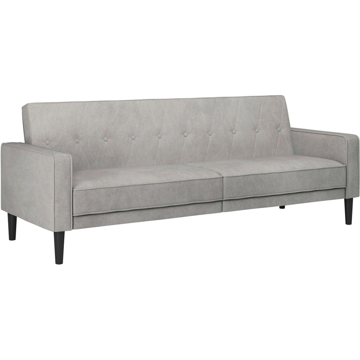 Schlafsofa Aarhus Hellgrau, mit Schlaffunktion - Hellgrau/Braun, Basics, Textil (213/81/86cm) - Livetastic