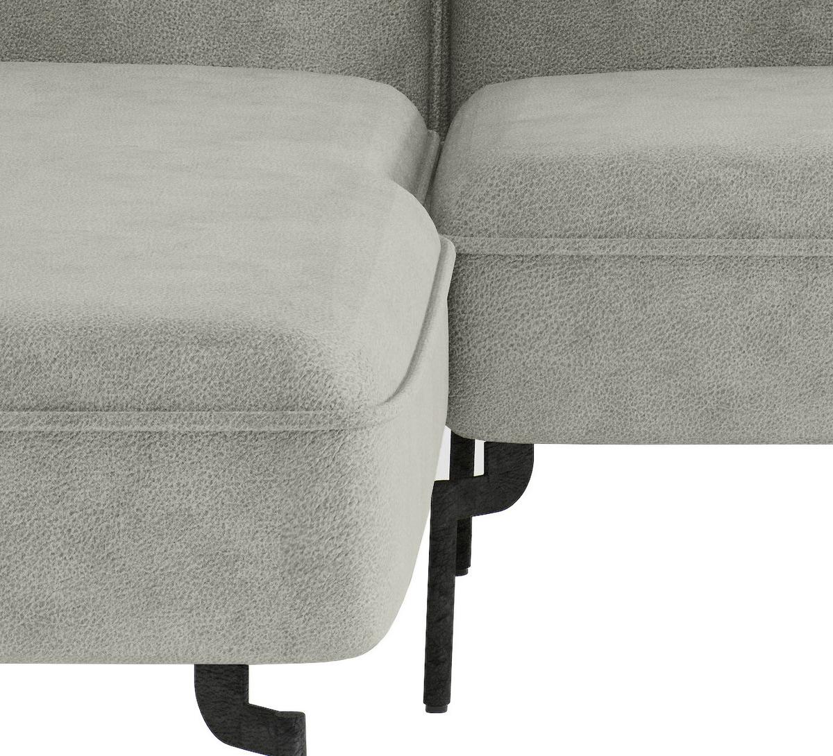 Sitzgarnitur Jakarta - Edelstahlfarben/Hellgrau, Design, Textil (185/265cm) - Livetastic