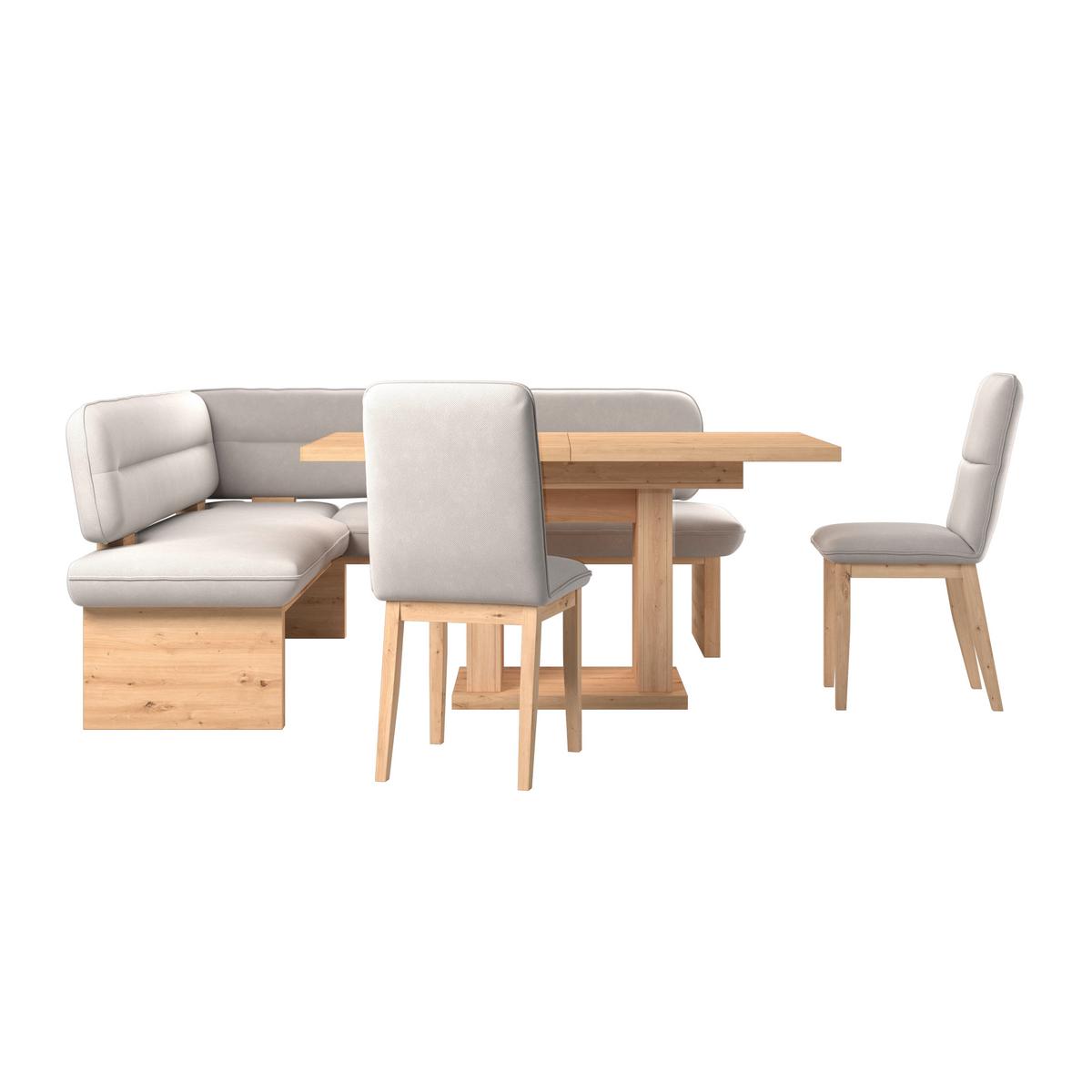 Eckbank Beluna Ii Webstoff Weiß, B: 170cm - Eichefarben/Weiß, KONVENTIONELL, Holz/Textil (170/192cm) - James Wood