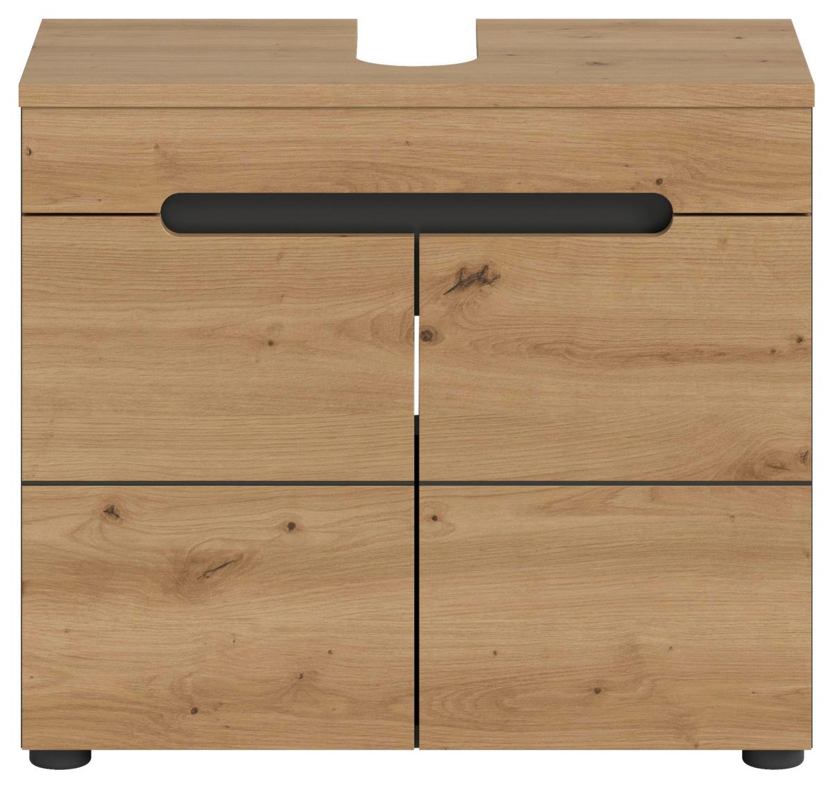 Waschbeckenunterschrank Canu Eiche Artisan Dekor Dunkelgrau - Dunkelgrau/Schwarz, MODERN, Holzwerkstoff (63/55/34cm) - MID.YOU