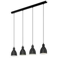 Hängeleuchten Priddy H: 110 Cm 4-Flammig, Stahl Schwarz/weiß - Schwarz/Weiß, Basics, Metall (97,5/15,5/110cm) - Eglo