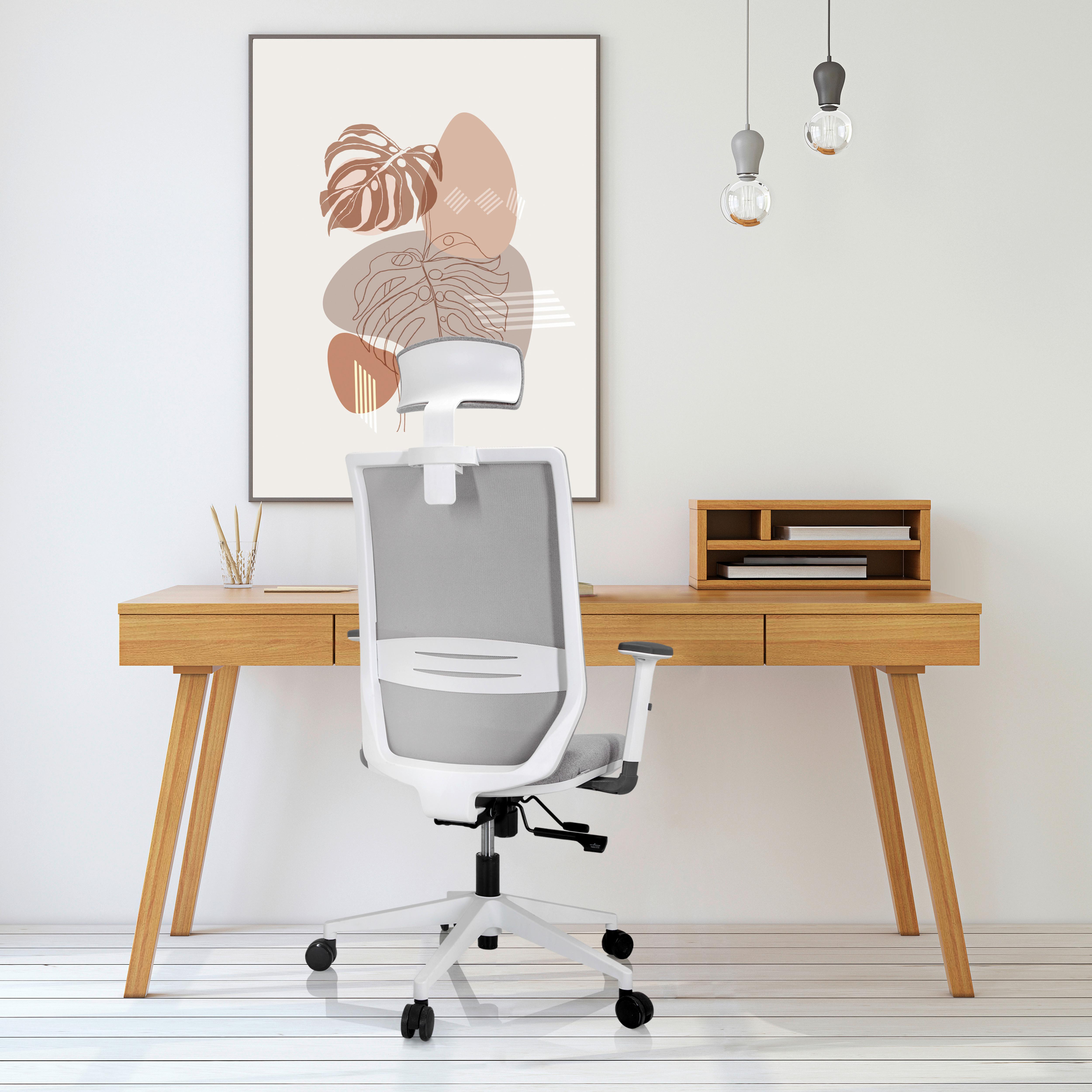 Bürostuhl Profondo Pro Grau/Weiß Bis 120 Kg - Weiß/Grau, Basics, Kunststoff/Textil (70/117/62cm) - MID.YOU