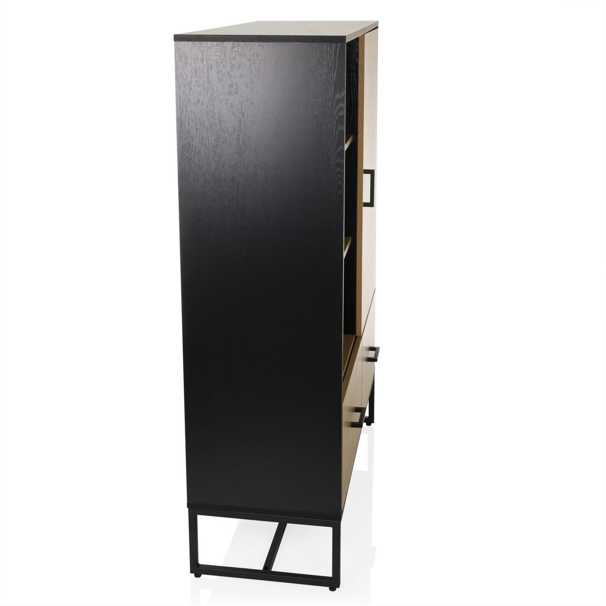 Highboard Amio Eichefarben, Schwarz B: 100 Cm - Eichefarben/Schwarz, MODERN, Holzwerkstoff (100/140/40cm) - MID.YOU