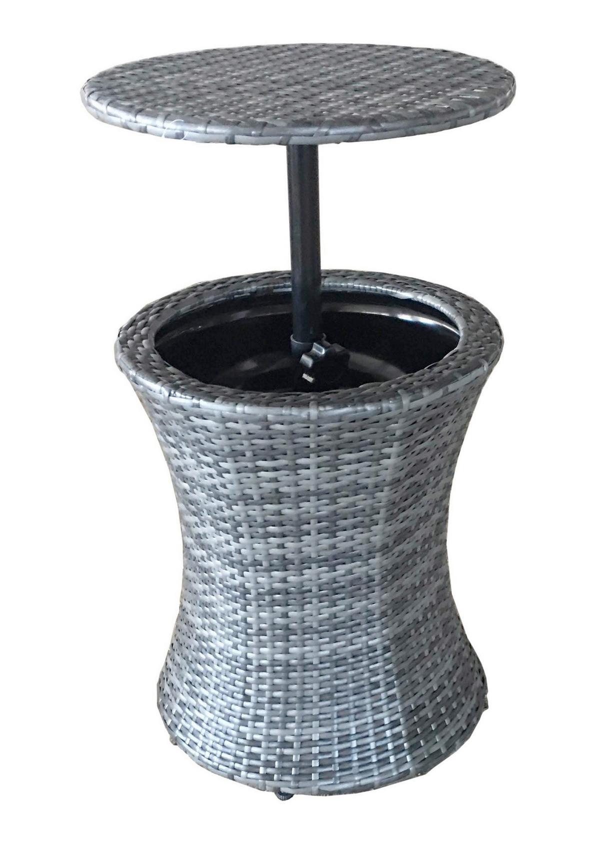 Gartentisch mit Getränkekühler Mumbai Kunststoff/Metall ⌀45cm - Dunkelgrau/Schwarz, Basics, Kunststoff/Metall (45/55/45cm) - Gardenson